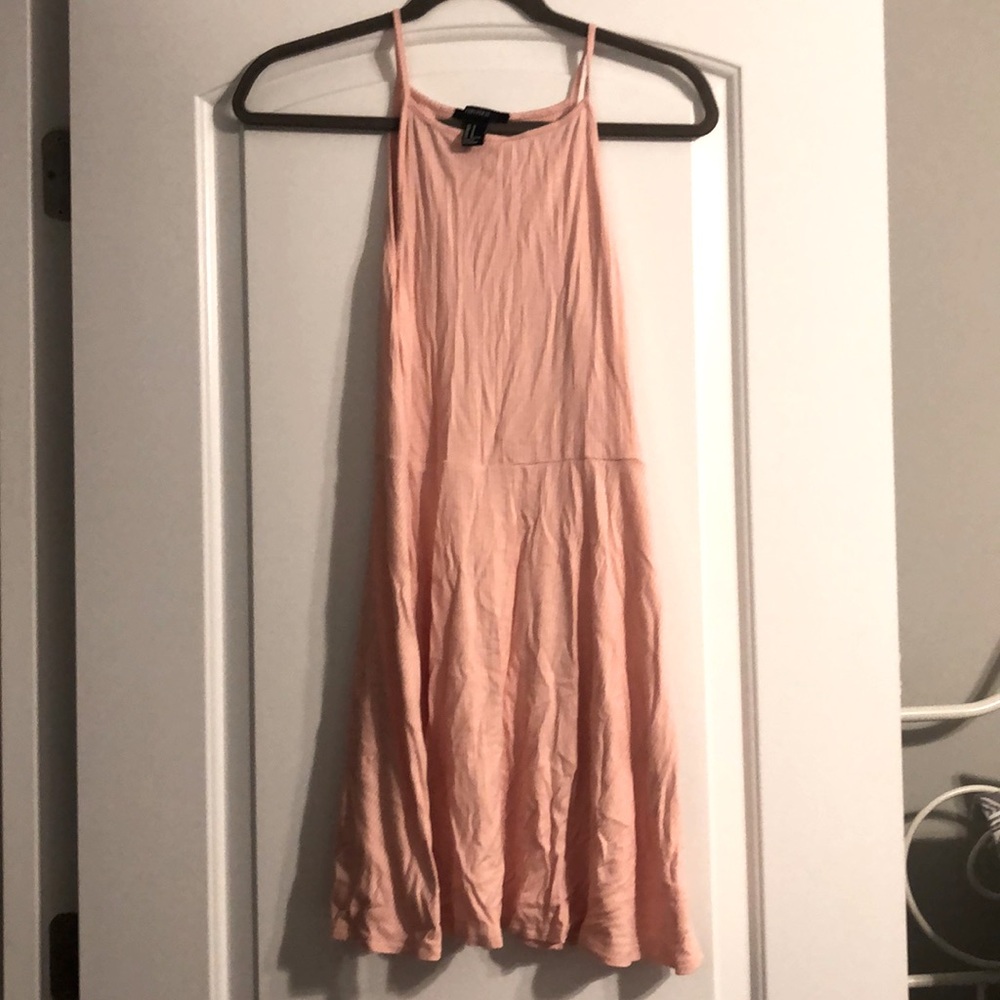 Pink ribbed mini dress